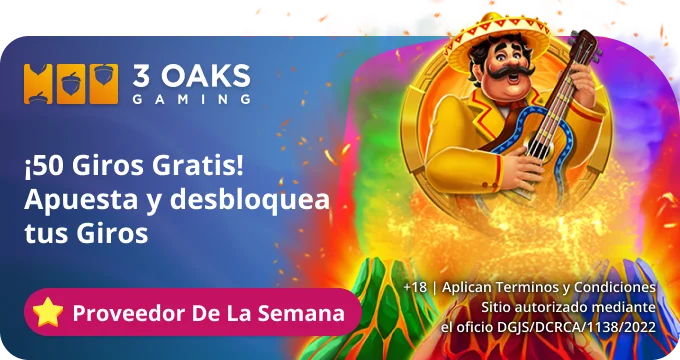 Promoción de 50 giros gratis de 3 Oaks Gaming