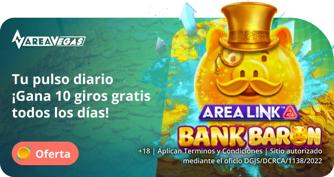 Promoción Bank Baron de AreaVegas con 10 giros gratis diarios