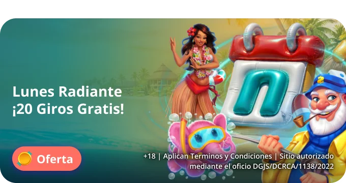 Promoción Lunes Radiante con 20 giros gratis