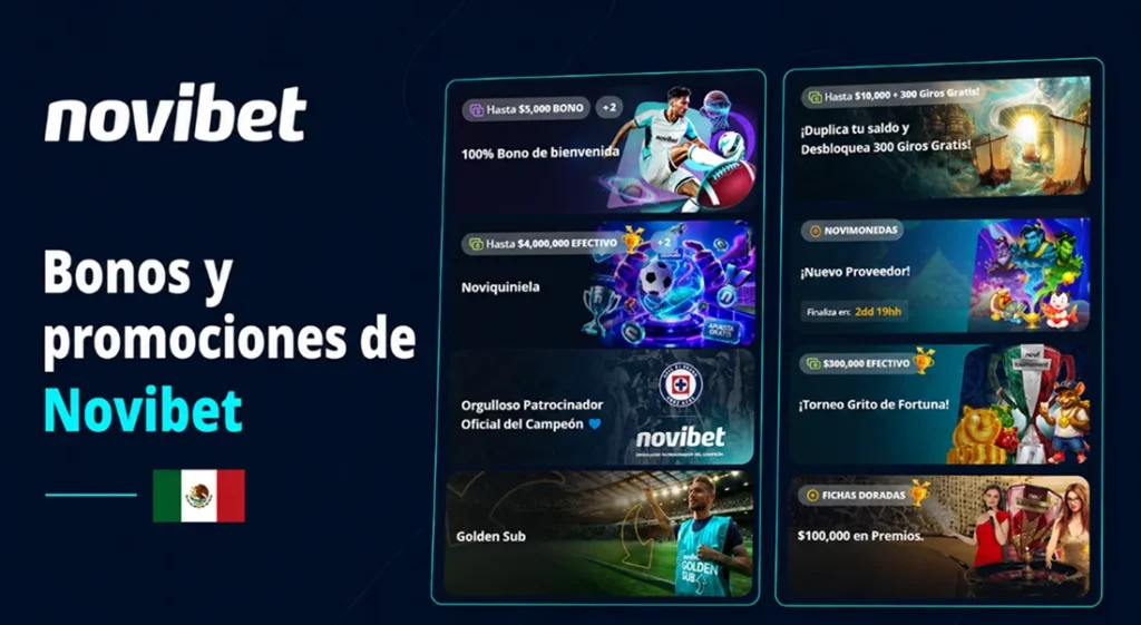 Bonos deportivos y promociones de casino disponibles en Novibet México