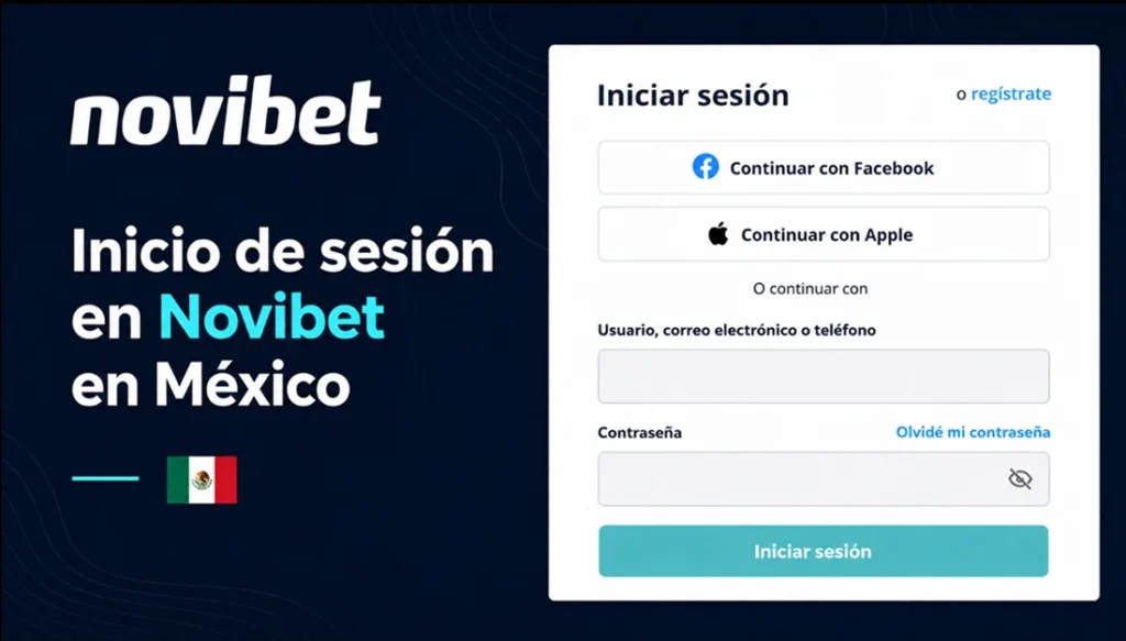 Formulario de inicio de sesión de Novibet en México