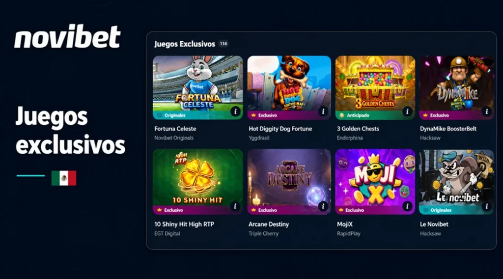 Selección de juegos exclusivos del casino Novibet