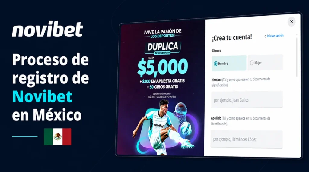 Formulario inicial del proceso de registro en Novibet México